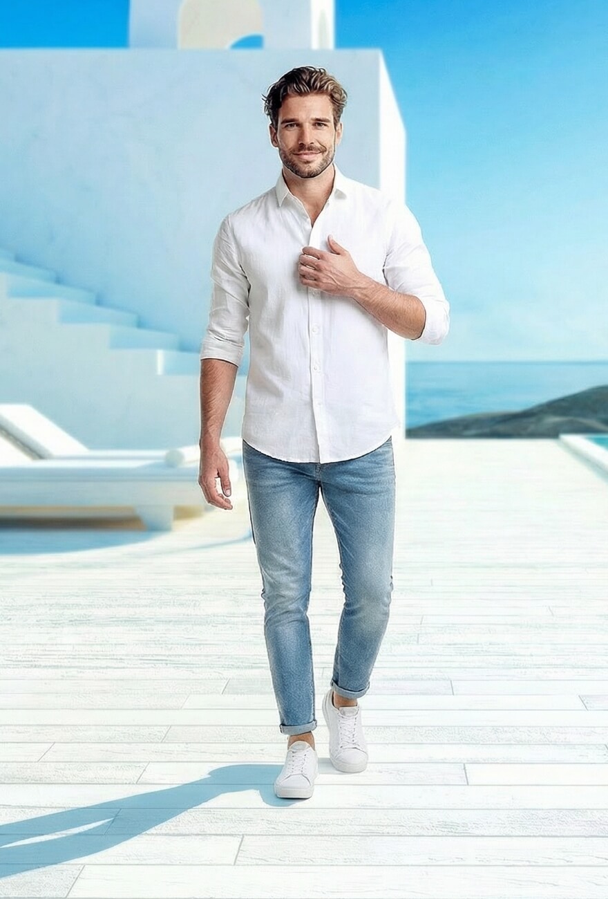 海外ロケ背景×AIモデルをAI合成